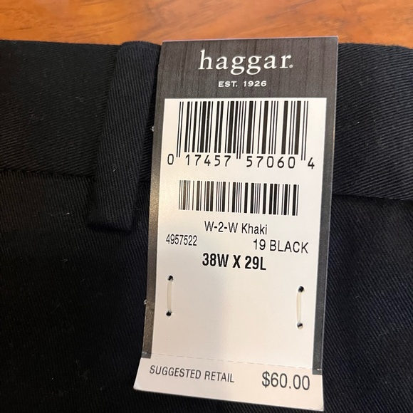 Haggar black khaki dress pants men’s 38x29 w2w classic straight no iron soft NWT - Picture 7 of 7